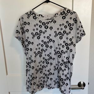 Grey tee from Loft with abstract floral print in black